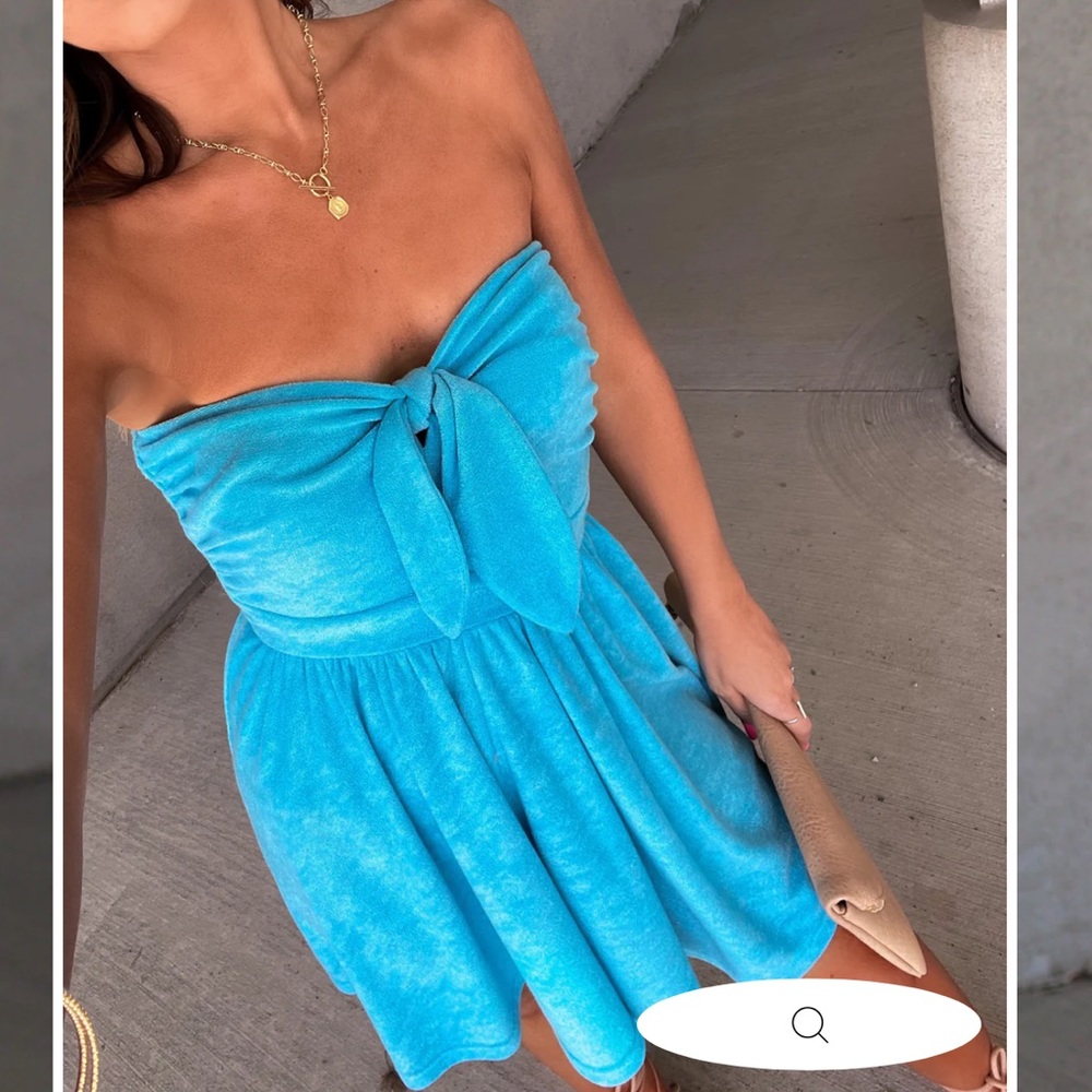 VICI - Vacay Chill Classic Terry Cloth Romper in Turquoise